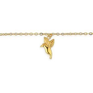 Chaîne Cheville Or 375 25  à 27mm Maille Forçat 1.5mm Colibri 9*15mm