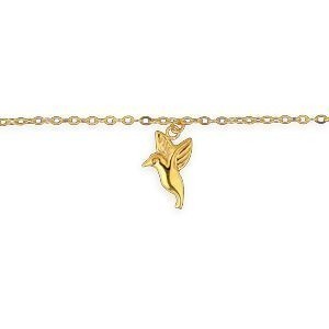 Chaîne Cheville Or 375 25  à 27mm Maille Forçat 1.5mm Colibri 9*15mm