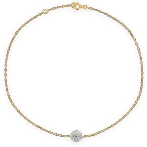 Chaîne Cheville Or 375 25  à 27cm Maille Forçat 1.5mm Boule Strass 6mm