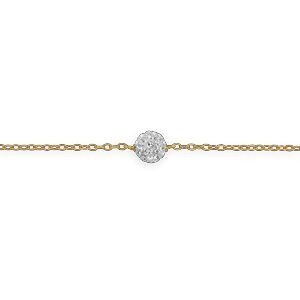 Chaîne Cheville Or 375 25  à 27cm Maille Forçat 1.5mm Boule Strass 6mm