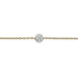 Chaîne Cheville Or 375 25  à 27cm Maille Forçat 1.5mm Boule Strass 6mm