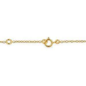 Chaîne Cheville Or 375 25  à 27cm Maille Forçat 1.5mm Boule Strass 6mm