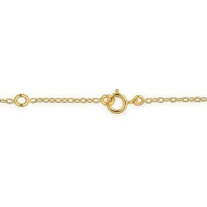 Chaîne Cheville Or 375 25  à 27cm Maille Forçat 1.5mm Boule Strass 6mm