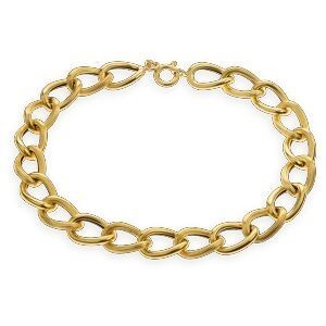 Bracelet Or 750 Maille Gourmette Antillaise 8mm Lisse Et Strié 21cm