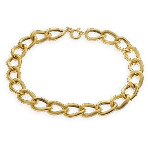 Bracelet Or 750 Maille Gourmette Antillaise 8mm Lisse Et Strié 21cm