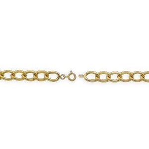 Bracelet Or 750 Maille Gourmette Antillaise 8mm Lisse Et Strié 21cm