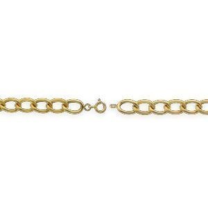 Bracelet Or 750 Maille Gourmette Antillaise 8mm Lisse Et Strié 21cm