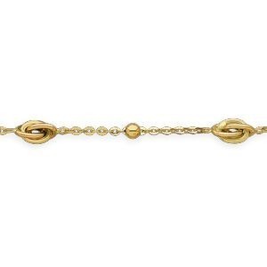 Bracelet Or 375 Maille Forçat Boules 4mm Nœuds Forçat Antillais 6*10mm 19cm