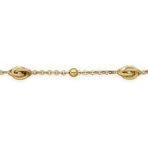 Bracelet Or 375 Maille Forçat Boules 4mm Nœuds Forçat Antillais 6*10mm 19cm