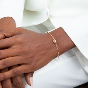 Bracelet Or 375 Maille Forçat Boules 4mm Nœuds Forçat Antillais 6*10mm 19cm