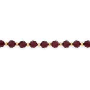 Bracelet Or 375 Boules 3mm Cristal Grenat 6mm 19cm
