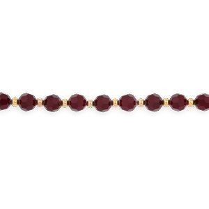 Bracelet Or 375 Boules 3mm Cristal Grenat 6mm 19cm