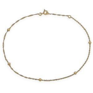 Chaîne Cheville Or 375 25  à 27cm Boules 3mm