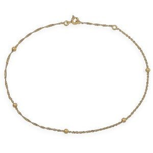 Chaîne Cheville Or 375 25  à 27cm Boules 3mm