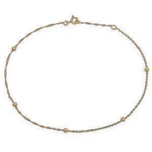 Chaîne Cheville Or 375 25  à 27cm Boules 3mm