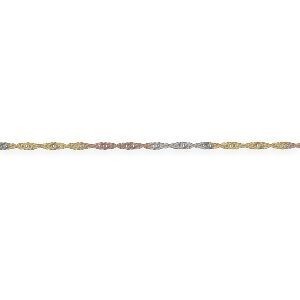 Chaîne Cheville Or 375 27cm Maille Singapour 1.5mm Tricolore