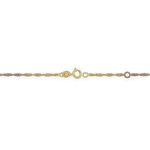 Chaîne Cheville Or 375 27cm Maille Singapour 1.5mm Tricolore