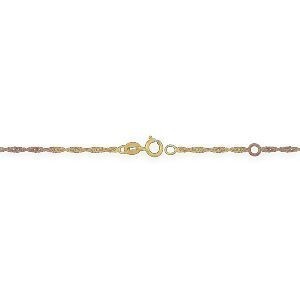 Chaîne Cheville Or 375 27cm Maille Singapour 1.5mm Tricolore