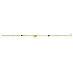 Bracelet Or 375 Nœud Forçat Antillais 6*10mm Cristal Grenat 4mm 18cm