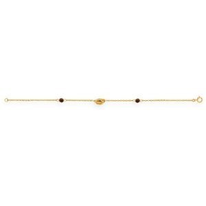Bracelet Or 375 Nœud Forçat Antillais 6*10mm Cristal Grenat 4mm 18cm