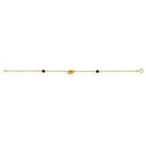 Bracelet Or 375 Nœud Forçat Antillais 6*10mm Cristal Grenat 4mm 18cm