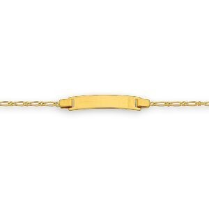 Bracelet Identité Or 375 Maille Cheval Alterné 1.4mm 12  à 14cm