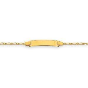 Bracelet Identité Or 375 Maille Cheval Alterné 1.4mm 12  à 14cm