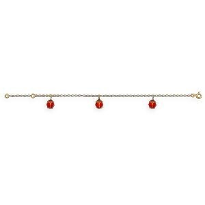 Bracelet Or 375 Coccinelle Email Rouge Noir 6*7mm 14  à 16cm