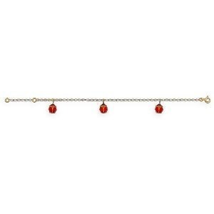 Bracelet Or 375 Coccinelle Email Rouge Noir 6*7mm 14  à 16cm