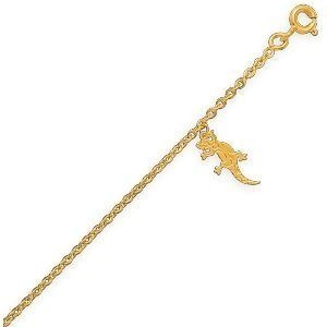 Chaîne Cheville Or 375 23  à 25cm Maille Forçat 2.1mm Margouillat 14*6mm