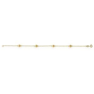 Bracelet Or 375 Chaîne 1.8mm Boules Lisse Sablé 5mm 19cm