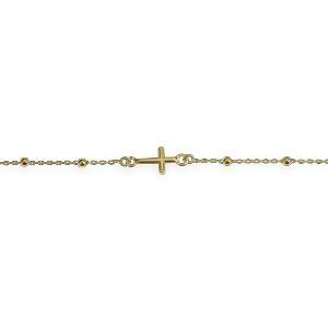Bracelet Chapelet Or 750 Boules 2mm Croix 17  à 19cm