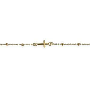 Bracelet Chapelet Or 750 Boules 2mm Croix 17  à 19cm