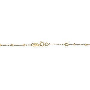Bracelet Chapelet Or 750 Chaîne1mm Boules2mm Médaille 4.6*5.6mm 17  à 19cm