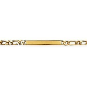 Bracelet Idendité Plaqué Or Maille Cheval Alterné 4mm 19cm