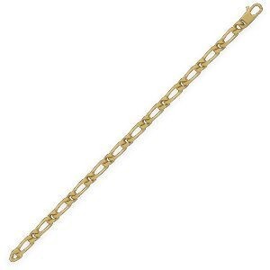 Bracelet Plaqué Or Maille Cheval Alterné 6mm 22cm
