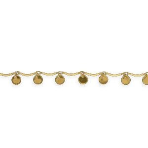 Chaîne Cheville Plaqué Or 23  à 25cm 1.2mm Breloques 6mm
