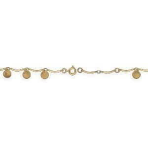 Chaîne Cheville Plaqué Or 23  à 25cm 1.2mm Breloques 6mm