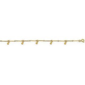 Chaîne Cheville Plaqué Or 23  à 25cm 1.3mm Boules 4mm