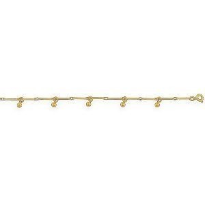 Chaîne Cheville Plaqué Or 23  à 25cm 1.3mm Boules 4mm