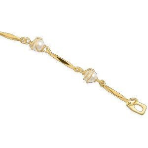 Bracelet Plaqué Or Perles Synthétiques 6mm 19cm