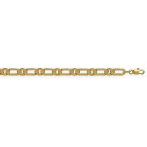 Bracelet Plaqué Or Maille Cheval Ultra Plate Alterné 6.7mm 21cm