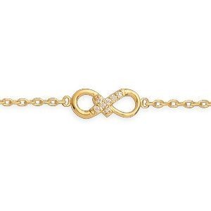 Bracelet Plaqué Or Infini 11*5mm Zirconium Chaîne 1.2mm 16  à 18cm