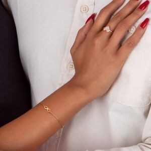 Bracelet Plaqué Or Infini 11*5mm Zirconium Chaîne 1.2mm 16  à 18cm