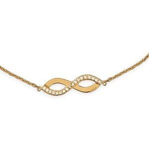 Bracelet Plaqué Or Infini 19*6mm Zirconium Chaîne 1.2mm 16  à 18cm