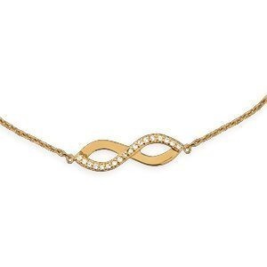 Bracelet Plaqué Or Infini 19*6mm Zirconium Chaîne 1.2mm 16  à 18cm
