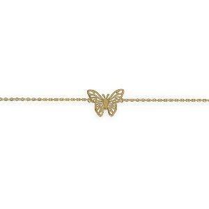 Bracelet Plaqué Or Papillon 16*12mm Chaîne 1.2mm 16  à 18cm