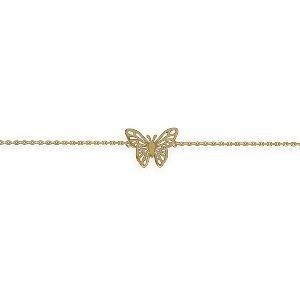 Bracelet Plaqué Or Papillon 16*12mm Chaîne 1.2mm 16  à 18cm