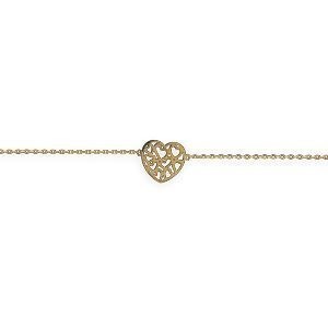 Bracelet Plaqué Or 1.2mm Cœur Ajouré 12mm 16  à 18cm