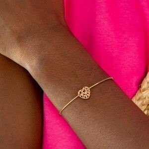Bracelet Plaqué Or 1.2mm Cœur Ajouré 12mm 16  à 18cm